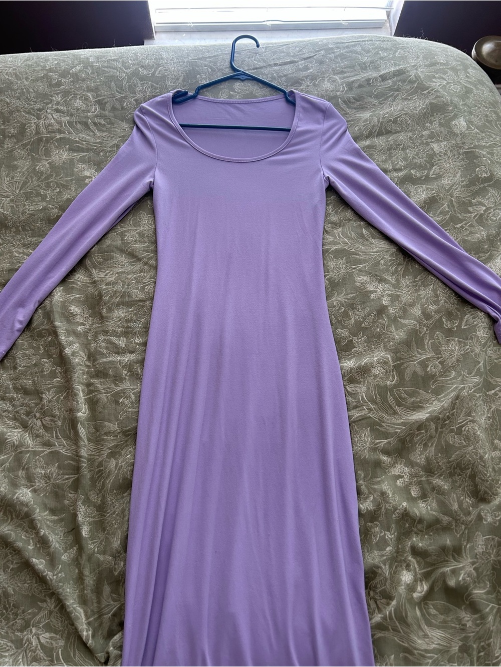 Long Sleeve Lilac Maxi Dress - Classic Scoop Neck